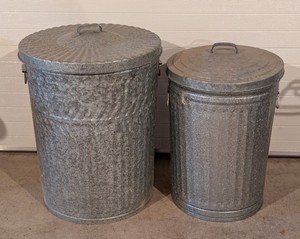 BG - Galvanized Metal Garbage Bins (Lot of 2)