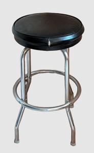 LR - Work Stool Black Padded Chrome Frame