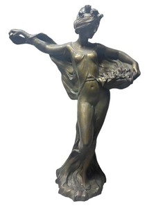 RR - Reverie Par Flora Art Nouveau Bronze Sculpture by F. Flora