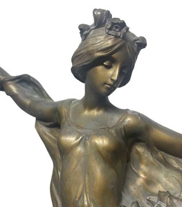 RR - "Reverie Par Flora" Art Nouveau Bronze Sculpture by F. Flora