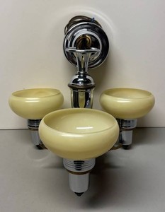 RR - Vintage Art Deco 3-Light Ceiling Fixture