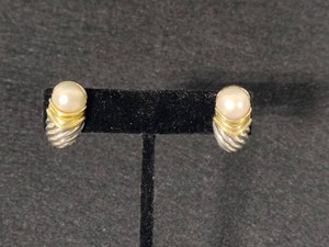 David Yurman Cable & Pearl 14K925 Pierced Earrings