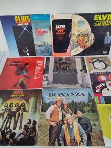 Assortment of Records by Elvis, Kiss, Johnny Cash & More