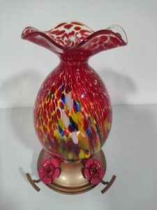 Murano Style Glass Outdoor Hummingbird Feeder