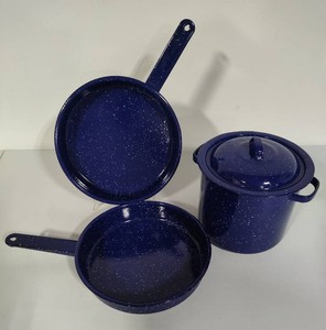 Blue Speckled Enamel Camping Cookset