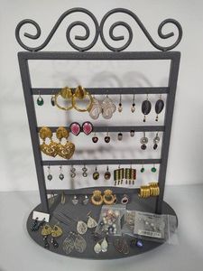 Assorted Pierced Earrings & Holder