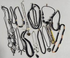 Large Lot of Black Costume Necklaces