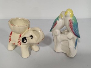 Vintage Small Lovebird & Elephant Planters