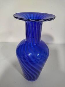 Cobalt Blue Optic Swirl Vase