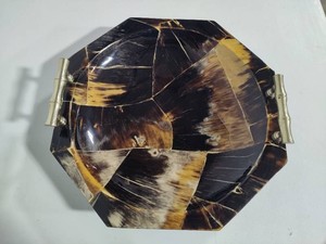 Tortoise Shell Pattern Resin Octagonal Tray wHandles