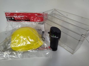 Milwaukee Hard Hat (New), Air Pump & Storage Bins