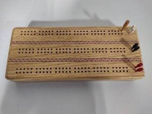 Wooden Cribbage Three Track Board wWooden Inlay