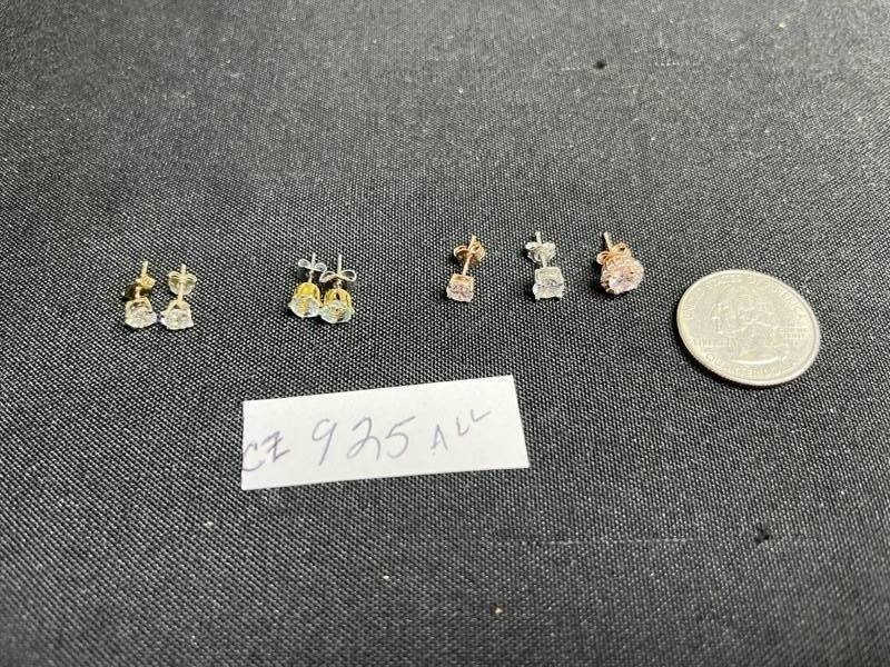 925 Cubic Zirconia Stud Earrings 925 Sterling Silver