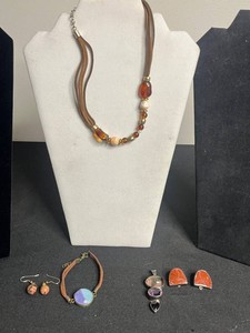 Gemstone Jewelry Mixed Lot - Necklace, Bracelet, 925 Earrings & 925 Pendant
