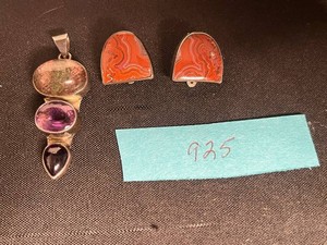 Gemstone Jewelry Mixed Lot - Necklace, Bracelet, 925 Earrings & 925 Pendant