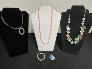 VTG Costume Jewelry - Nine West Necklace, Faux Pearl & Erica Lyons Statement Pieces Mixed Lot