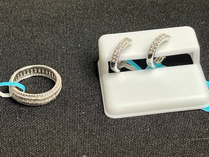 Moissanite Jewelry Mixed Lot - 925 Sterling Silver Ring & Hoop Earrings - retails $399