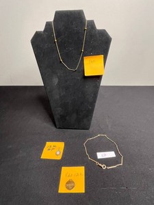 12K GF Jewelry Mixed Lot - 4-Piece Beaded Necklace, Chain, Pendant & Medallion