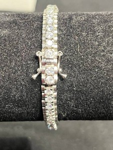 Tennis Bracelet - 925 Silver-Tone Clear Stone Link Bracelet
