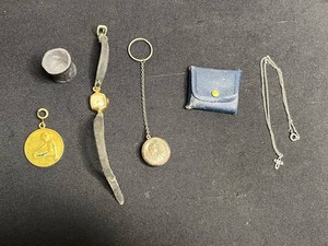 Vintage Jewelry - 10K Gold-Filled Watch, Medals, Rosaries & Pewter - watch not running
