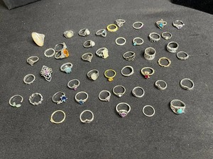 Large Costume Ring Lot - Assorted Fashion Rings Mixed Group - various sizes