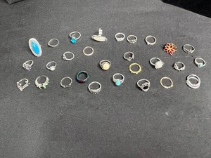 Large Lot of Costume Jewelry Rings - various sizes