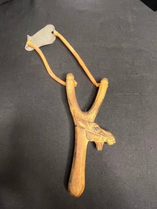 VTG Carved Wooden Slingshot - Dragon Motif Canada Marked