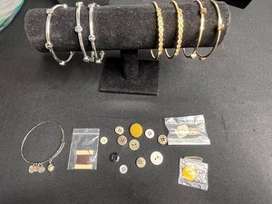 Costume Jewelry & Sewing Buttons Mixed Lot - Alex and Ani Bangles