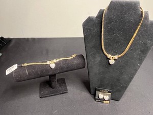 Swarovski Earrings, Heart Necklace & Bracelet Matching Set - see retail price tags on bracelet & earrings