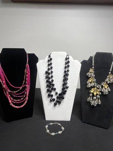 Costume Jewelry - Robert Rose Necklace, Crystal Necklace & Mixed Lot of 4