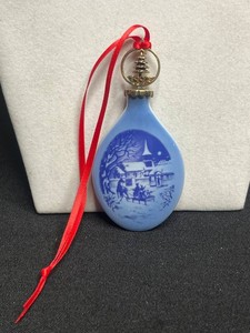 Christmas Tree Ornament - Vintage Blue Winter Scene 1992