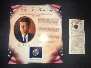 Presidential Memorabilia Mixed Lot - John F. Kennedy Display & Lincoln-Kennedy Penny