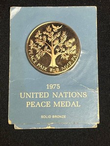 Vintage Bronze Peace Medal - 1975 United Nations Solid Bronze