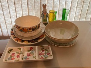 Mixed Lot Jcpenney Home Collection Platter & Large Bowls, Table Tops Gallery & Glass Decor