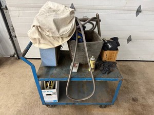 Industrial Cart Mixed Lot With Fan, Hose & Supplies