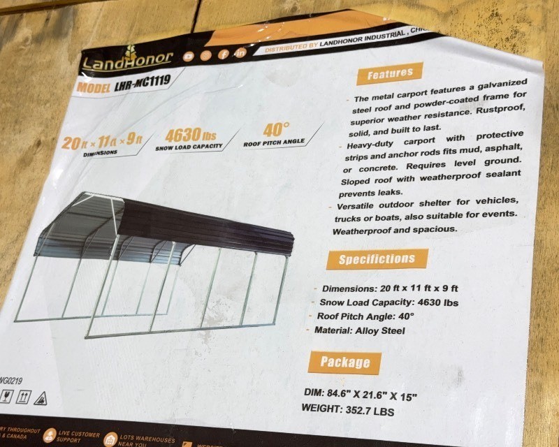 Landhonor Metal Carport ( LHR-MC1119)