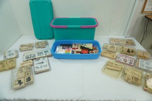 Rubber Stamps, Ink Pads, Tote