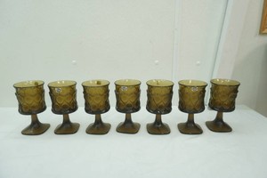 Vintage Noritake Spotlight Walnut Brown Glass Water Goblet (7ct) 1970s