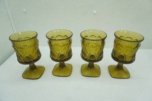 Vintage Noritake Spotlight Olive Green Water Goblets (4ct)
