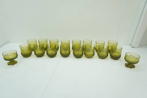 Vintage Tiffin Franciscan Madeira Olive Green rocks glasses & sorbet glasses