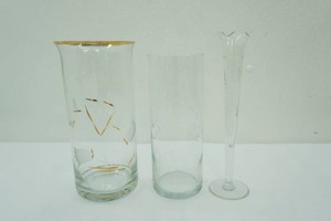 Etched Glass Vases, Gold Rimmed