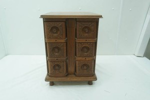 Victorian Oak Sewing Cabinet 14x 16x 19 (and contents)