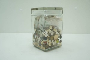 quart jar of vintage buttons