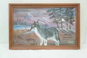 Wolf oil painting 30 x 19