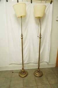 2 Brass finished adjustable floor lamps 66 tall