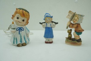 vintage porcelain tooth Ache figure made in Occupied Japan, 1920s porcelain Dutch milk girl, vintage ceramic angel night light