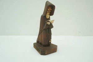 vintage hand carved wooden monk statue from Mexico