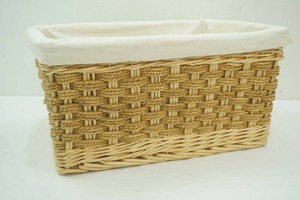 canvas lined woven basket 19 x 14 x 10