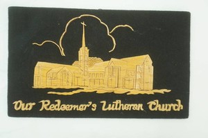 2 dimensional wood carving of Our redeemers Lutheran Church Benson, MN 7 x 11