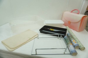 tote with no lid, pink organizer, wall paper, drawer liner and more